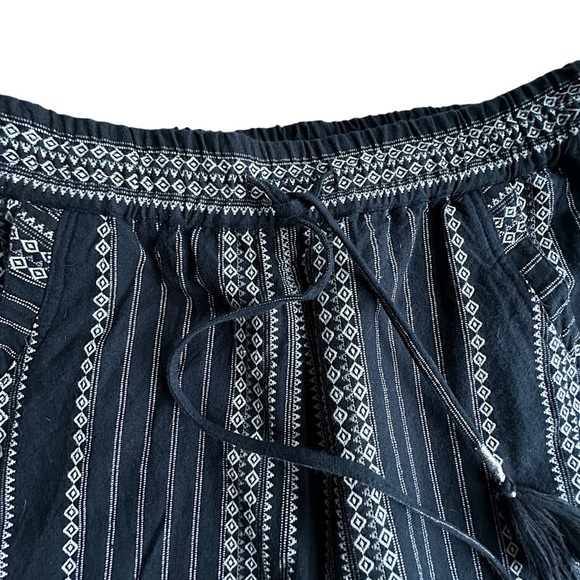 ANTHROPOLOGIE NWOT ESSENTIAL BEACH PANTS BLACK & WHITE TASSEL TIES | SMA… - Picture 5 of 11